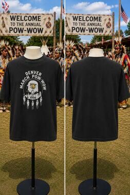 Vintage 1998 Denver March Pow-Wow T Shirt XL Hanes Heavyweight USA